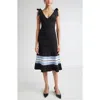 Carolina Herrera Flared Knit Midi Dress In Black