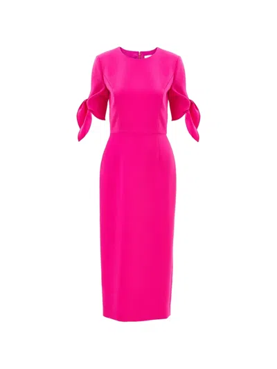 Carolina Herrera Tie-sleeve Midi Dress In Pink