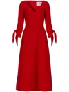 Carolina Herrera Tie-sleeve Midi Dress In Red