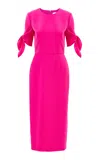 Carolina Herrera Tie-sleeve Stretch Fluid Crepe Midi Dress In Pink