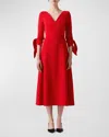 Carolina Herrera Tie-sleeve Midi Dress In Herrera Red