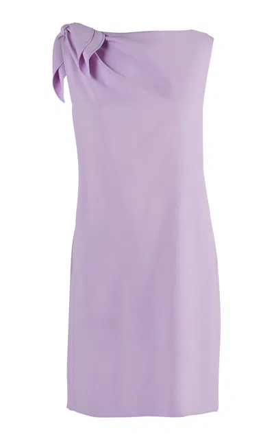 Carolina Herrera Tie-detailed Bi-stretch Wool Tailoring Shift Dress In Purple