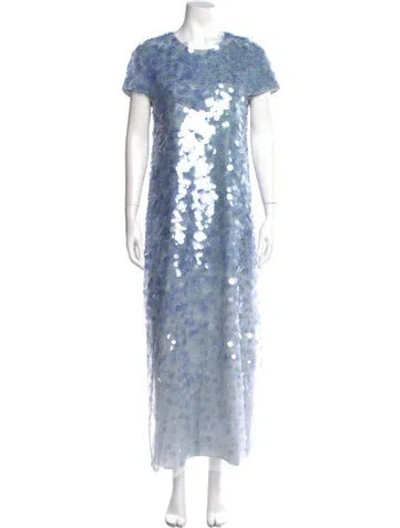 Pre-owned Carolina Herrera Tie-dye Print Long Dress In Blue
