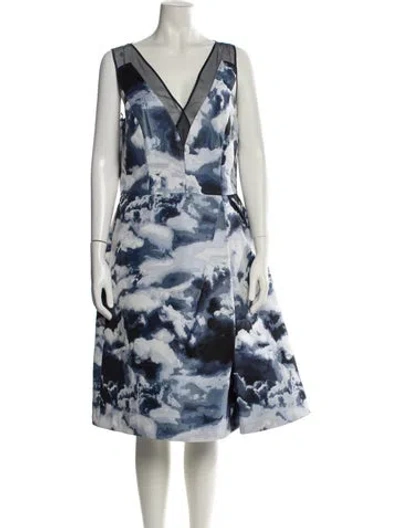 Pre-owned Carolina Herrera Tie-dye Print Midi Length Dress In Blue