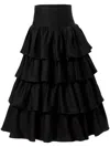 Carolina Herrera Tiered Ruffled Silk-gazar Midi Skirt In Black