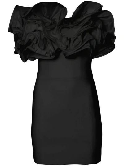 Carolina Herrera Tiered Ruffle Mini Dress In Black