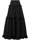 Carolina Herrera Ruffled Cotton-blend Midi Skirt In Black