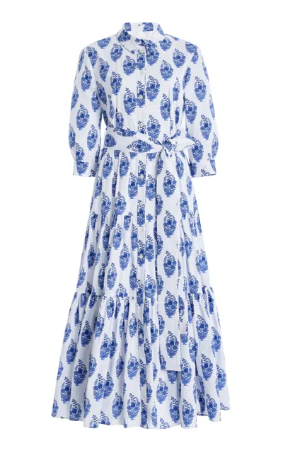 CAROLINA HERRERA TIERED STRETCH-COTTON MIDI SHIRT DRESS