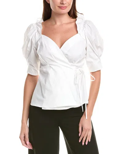 Carolina Herrera Cotton-blend Wrap Top In White