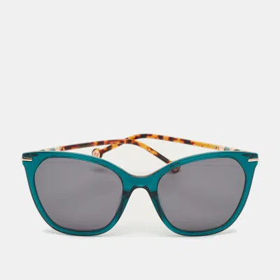 Pre-owned Carolina Herrera Tortoise Brown/green Her 0091/s Butterfly Sunglasses