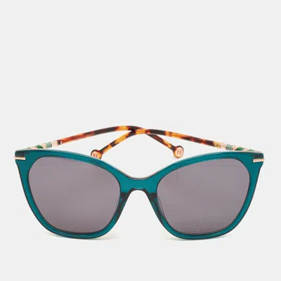 Pre-owned Carolina Herrera Tortoise Brown/green Her 0091/s Butterfly Sunglasses