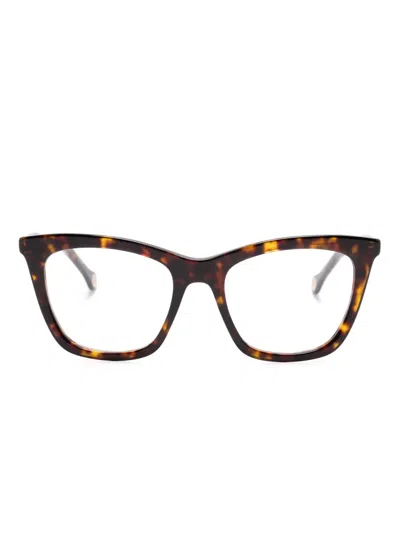 Carolina Herrera Tortoiseshell Cat-eye Glasses In 褐色