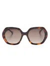 Carolina Herrera Tortoiseshell-effect Oversized-frame Sunglasses In Brown