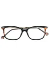Carolina Herrera Tortoiseshell Rectangle-frame Glasses In Black