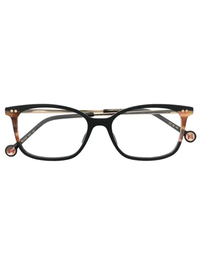 Carolina Herrera Tortoiseshell Rectangle-frame Glasses In Black