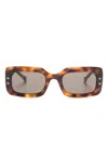 Carolina Herrera Tortoiseshell Rectangle-frame Sunglasses In Brown