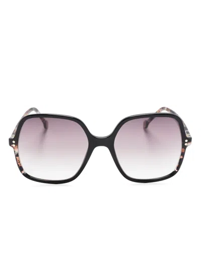 Carolina Herrera Tortoiseshell Square-frame Sunglasses In Black