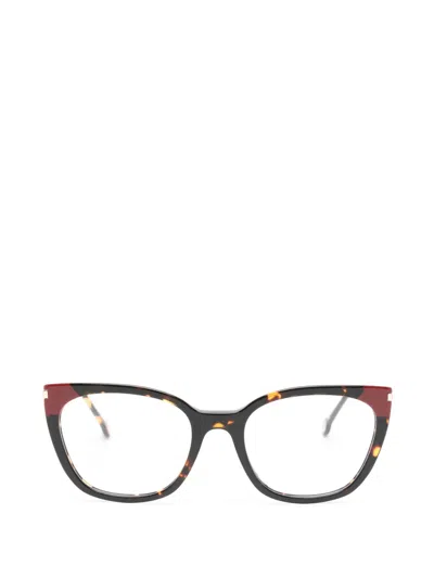 Carolina Herrera Tortoiseshell-effect Cat-eye Glasses In Brown