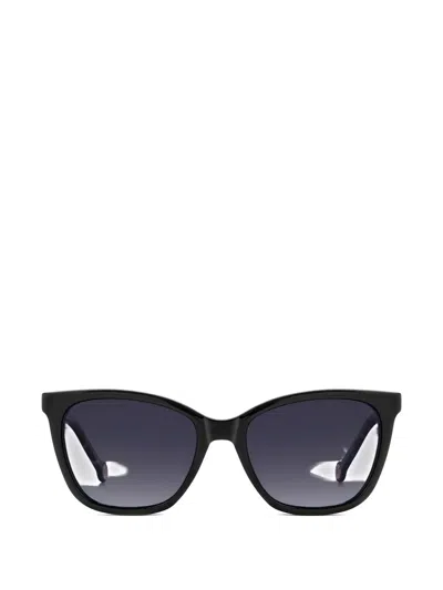 Carolina Herrera Tortoiseshell-effect Logo-plaque Clip-on Glasses In Blue