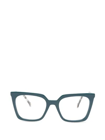 Carolina Herrera Tortoiseshell-effect Logo-plaque Glasses In Blue