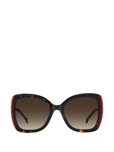 Carolina Herrera Tortoiseshell-effect Oversized-frame Sunglasses In Brown