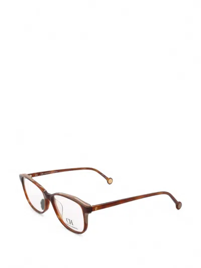 Carolina Herrera Tortoiseshell-effect Rectangle-frame Glasses In Brown
