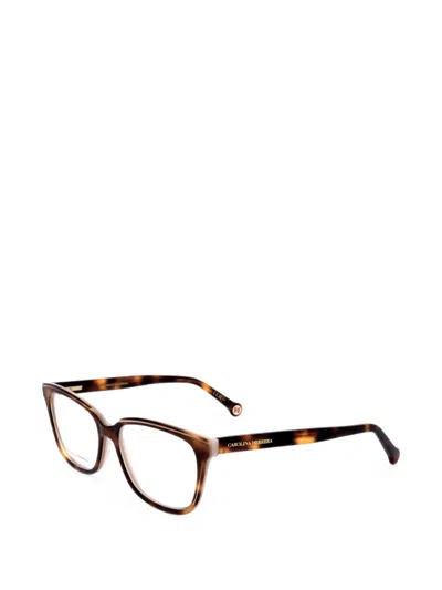 Carolina Herrera Tortoiseshell-effect Rectangle-frame Glasses In Multi