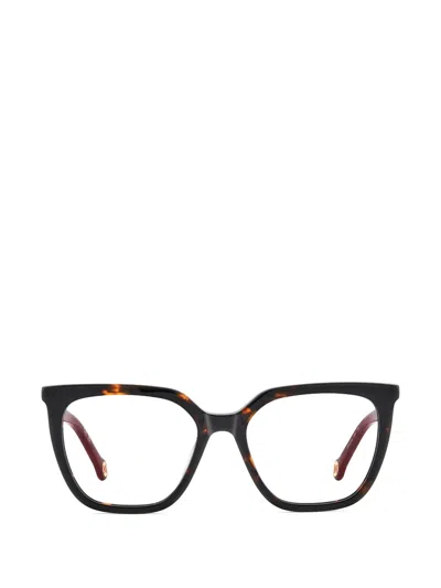 Carolina Herrera Tortoiseshell-effect Squared-frame Glasses In Brown