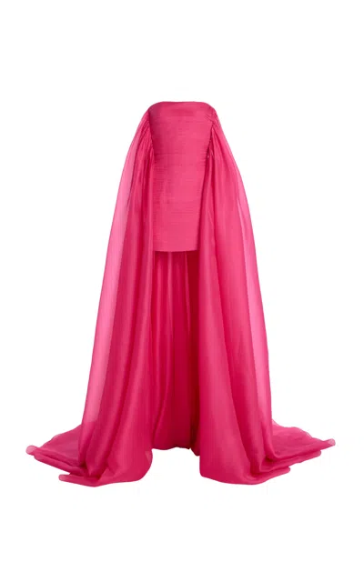Carolina Herrera Train-detailed Silk Mini Dress In Pink