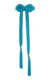 Carolina Herrera Trapunto Satin Bow Belt In Blue