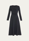 Carolina Herrera Triple Bow Keyhole-front Midi Dress In Black