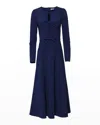 Carolina Herrera Triple Bow Keyhole Long-sleeve Gown In Black