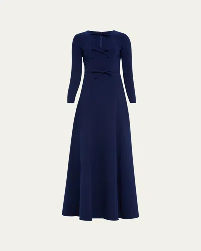 Carolina Herrera Triple Bow Keyhole Long-sleeve Gown In Multi