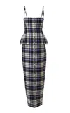 Carolina Herrera Trompe L'oeil Check Plaid Stretch-wool Midi Dress In Multi