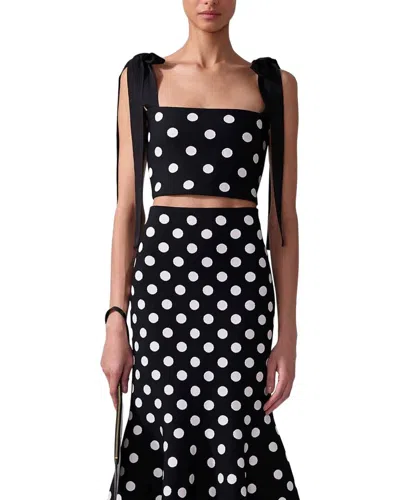 Carolina Herrera Cropped Polka-dot Jacquard-knit Tank In Black