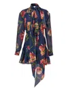 Carolina Herrera Tulip Tie-neck Mini Shirtdress In Multi