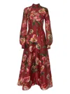 Carolina Herrera Tulip-print High-neck Dress In Red
