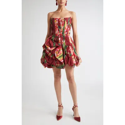 CAROLINA HERRERA CAROLINA HERRERA TULIP PRINT PLEATED DRAPED MINIDRESS