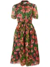 Carolina Herrera Button-down Collared Silk Midi Dress In Green
