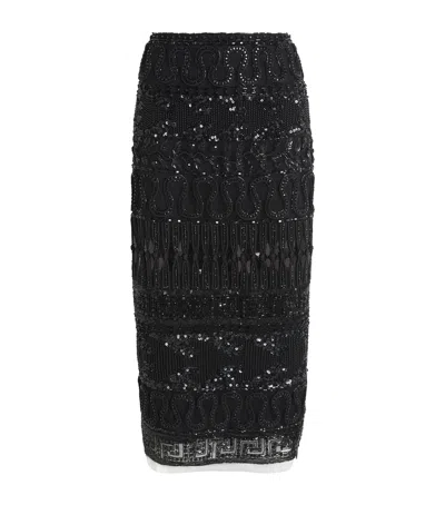 Carolina Herrera Tulle Embellished Midi Skirt In Black
