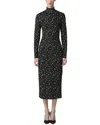 Carolina Herrera Turtleneck Column Silk-blend Midi Dress In Grey