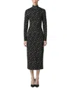 Carolina Herrera Turtleneck Column Silk-blend Midi Dress In Grey