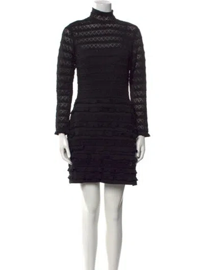 Pre-owned Carolina Herrera Turtleneck Mini Dress In Black