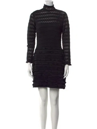 Pre-owned Carolina Herrera Turtleneck Mini Dress W/ Tags In Black