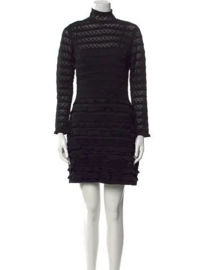 Pre-owned Carolina Herrera Turtleneck Mini Dress W/ Tags In Black