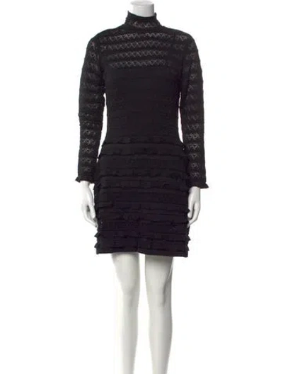 Pre-owned Carolina Herrera Turtleneck Mini Dress W/ Tags In Black