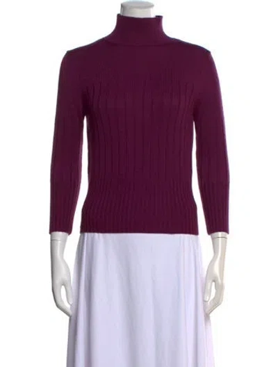 Pre-owned Carolina Herrera Turtleneck Sweater In Purple