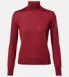 Carolina Herrera Turtleneck Virgin Wool And Silk Sweater In Burgundy