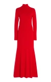 Carolina Herrera Turtleneck Virgin-wool Midi Dress In Red