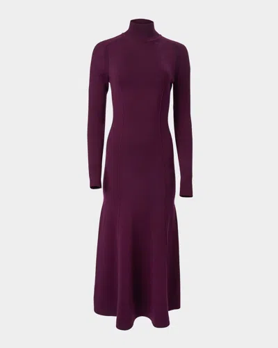 Carolina Herrera Turtleneck Wool-blend Midi Dress In Purple